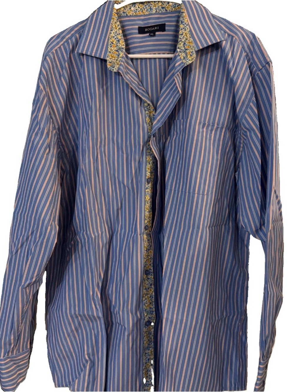Bogari Blue & White Striped Casual Button-Down Shirt